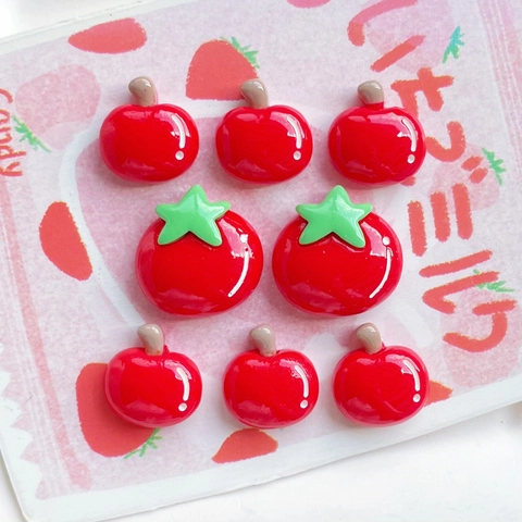 Ciondoli In Resina Di Frutta E Verdura Mela Rossa Pomodoro Artigianato Fai Da Te Custodia Per Telefono Decorazione Per Capelli Miniatura Dorso Piatto Realistico