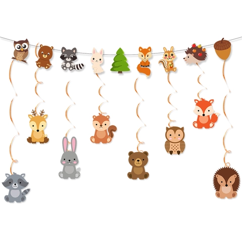 Spirali Appese Animali Del Bosco Striscioni In Carta Tema Foresta Decorazioni Per Feste Di Compleanno Bambini