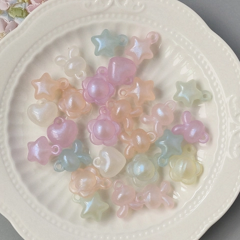 Perline In Acrilico DIY Per La Creazione Di Gioielli Forme Cuore Fiore Coniglio Stella Lucentezza Perla Artificialta Ciondolo Luminoso