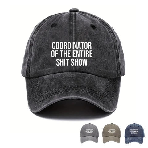 Washed Cotton Baseball Cap Vintage Distressed Dad Hat Coordinator Of The Entire Shit Show Slogan Sunshade For Outdoor