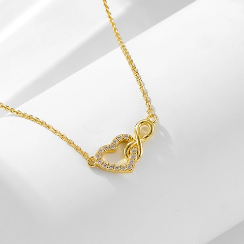 925 Sterling Silver Heart Infinity Pendant Necklace For Women Gold Silver Plated Rhinestone Fashion Jewelry Clavicle Chain Gift