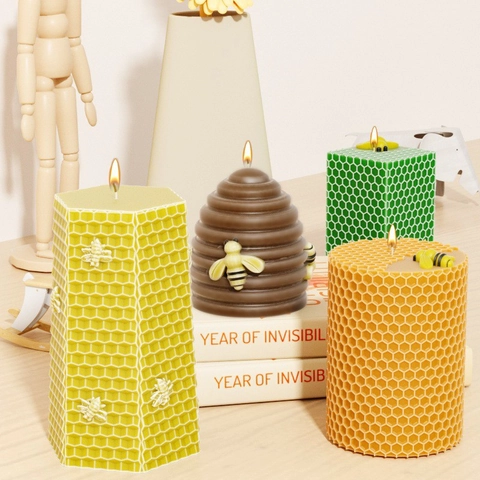 Honeycomb Bee Pattern Silicone Mold For DIY Candle And Soap Making Aromatherapy Decorative Craft Tool Flexible