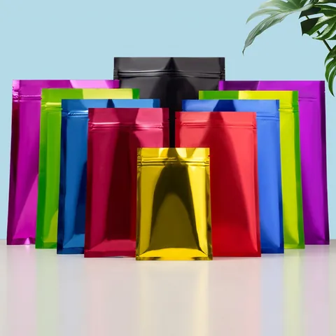 Resealable Packaging Bags Aluminum Foil Mylar Ziplock Pouches Heat Sealable Moisture Proof Glossy Matte Food Storage