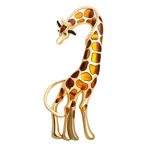 Giraffe Animal Brooch Alloy Enamel Rhinestone Vintage Suit Pin Jewelry Pendant Dual Purpose Accessory For Women Men