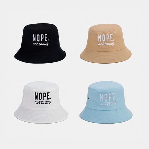 Bucket Hat Cotton Embroidered Letter Sun Protection Breathable Casual Streetwear Flat Top Wide Brim Unisex Accessory