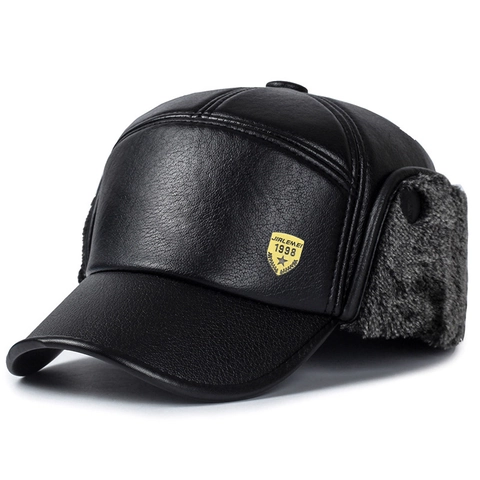 Cappello Da Baseball In Ecopelle Invernale Caldo Con Fodera In Peluche Paraorecchie Antivento Uomo