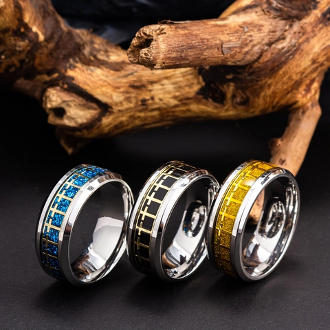 Men's Retro Cross Pattern Band Ring Titanium Steel High Polished Religious Gothic Style Jewelry