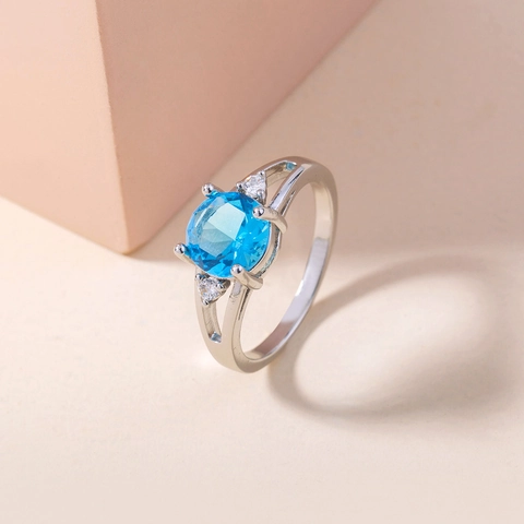 Fashion Copper Zirconia Adjustable Open Ring For Women Colorful Inlaid Gemstone Blue Green Red Finger Ring Jewelry Gift