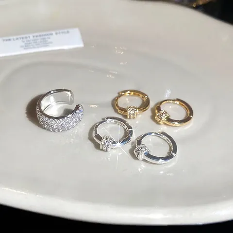 Créoles Rondes En Cuivre Plaqué Or 18 Carats Micro Pavé Zircon Bijoux De Mode Élégants Pour Femmes Avec Tige En Argent
