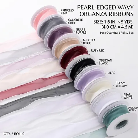 Artificial Pearl Fishtail Organza Ribbon Wavy Edge Mesh For Flower Bouquet Packaging Gift Wrapping DIY Craft Wedding Decor