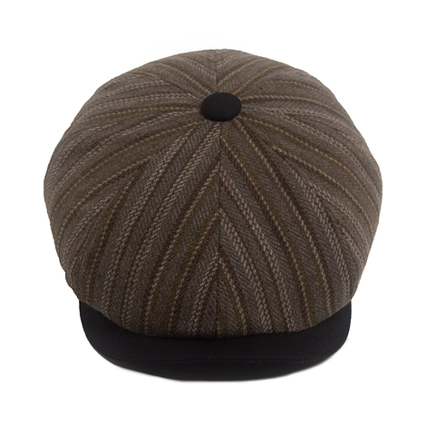 Berretto Newsboy Vintage Misto Lana Spina Di Pesce A Righe Cappello Gatsby Ottagonale Retro Britannico Caldo Inverno Uomo Donna