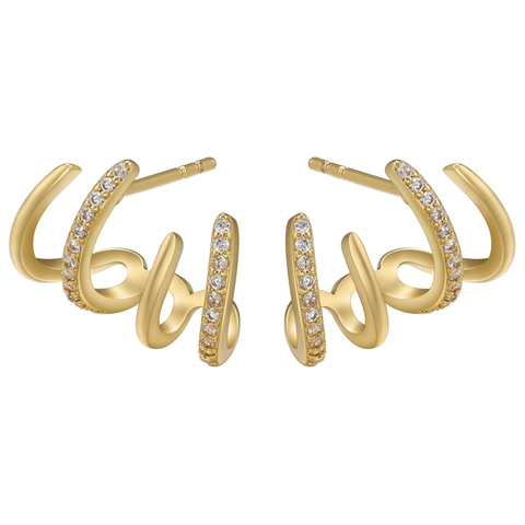 Orecchini A Lobo In Ottone Multistrato Con Micro Pavé Zirconia Arco Geometrico Gioielli Di Moda Minimalista Per Donna