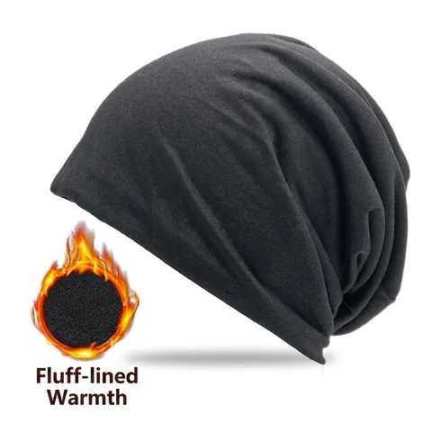 Χαλαρός Σκούφος Beanie Μαλακό Πολυεστερικό Πλεκτό Με Ζεστή Επένδυση Fleece Για Χειμερινή Ποδηλασία Unisex