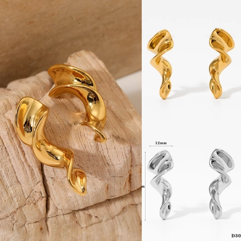 Pendientes Geométricos Retorcidos De Acero Inoxidable Onda Espiral Pulido Espejo Joyería De Moda Para Mujer