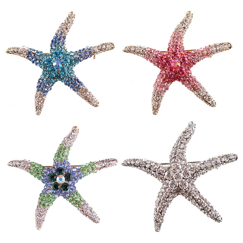 Vintage Strass Zeester Brosche Voor Vrouwen Legering Kristal Zeester Pin Voor Pakken Banket Bruiloft Elegante Decoratieve Sieraden