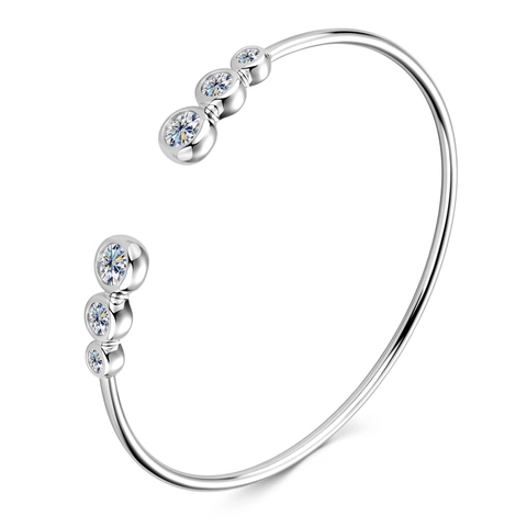 S925 Sterling Silver Moissanite Open Bracelet Minimalist Bubble Design Moissanite Bangle For Women Jewelry Gift
