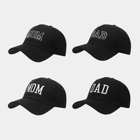 Cotton Baseball Cap Embroidered DAD MOM Lettering Curved Brim Adjustable Retro Sports Outdoor Hat For Men Women