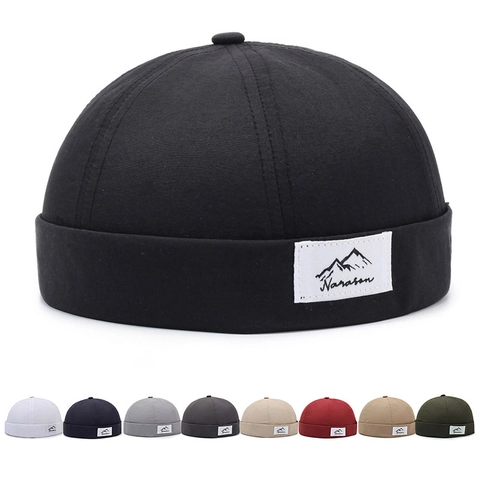 Docker Hat Brimless Cap Polyester Breathable Quick Dry Adjustable Retro Streetwear Mountain Patch Miki Hat Unisex