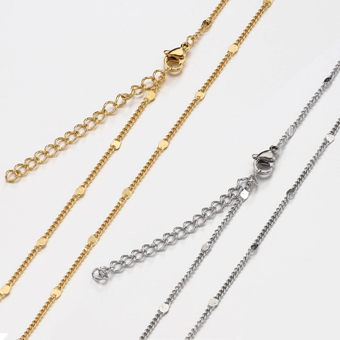 Stainless Steel Sequin Chain Necklace With Small Round Disk Charms Minimalist Fashion Jewelry Accessory For Women