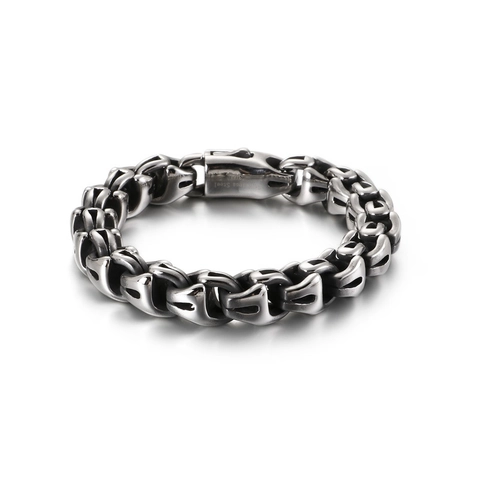 Bracciale Uomo Acciaio Inossidabile 316L Croce Gotica Punk Catena Pesante Gioielli Hip Hop Retro Biker Polso Accessorio
