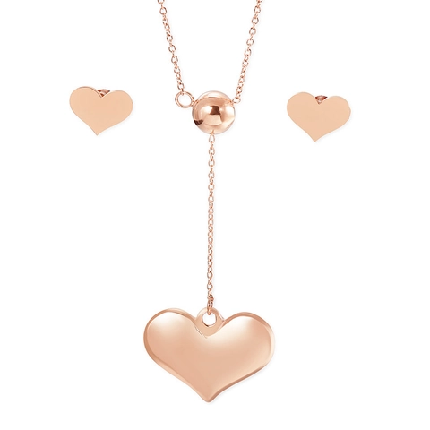 Conjunto De Collar Y Pendientes Colgante De Corazón Acero Inoxidable Cadena En Y Joyería Minimalista Para Mujer