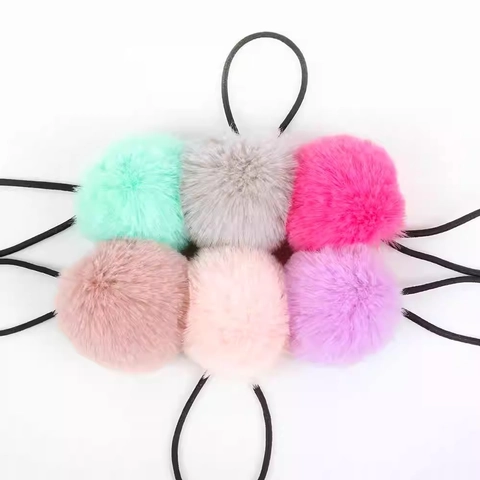 Élastique À Cheveux Pompon Fille Boule En Fausse Fourrure Douce Porte-Queue De Cheval Élastique Accessoire Fait Main