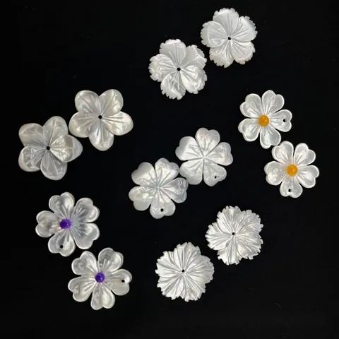 Natuurlijke Paremoer Schelp Bloem Bedeltjes Handgesneden Hangers Voor Doe Het Zelf Sieraden Maken Etnische Stijl