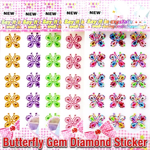 Pegatinas De Diamantes De Imitación De Cristal De Mariposa Acrílico Autoadhesivo Decorativo Para Teléfono Móvil Scrapbook Niños