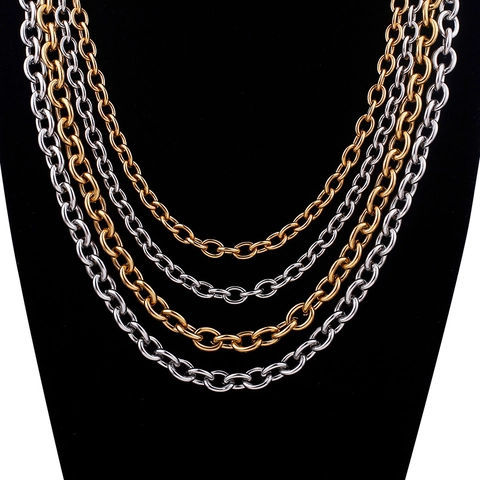 Minimalist Stainless Steel Toggle Clasp Chain Necklace Fashion Chunky Link O Chain Jewelry For Women Men