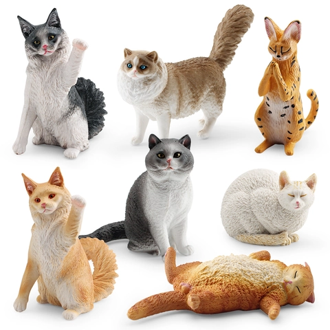 Figurine Di Gatti Realistiche Modelli Di Animali In Miniatura In Plastica Diverse Razze Decorazione Da Scrivania Bambini