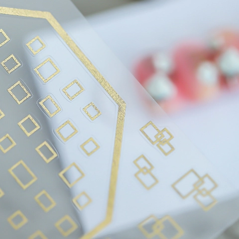 Gold Stamping Nail Art Stickers Ultra Thin Adhesive Geometric Frame Decals For DIY Elegant Manicure Decoration For Women