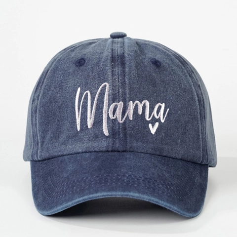 Casquette De Baseball En Coton Lavé Mama Broderie Cœur Chapeau De Soleil Ajustable Pour Femmes Outdoor Casual Respirant Style Rétro