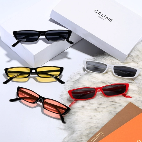 Vintage Rectangle Sunglasses Narrow Frame Plastic Resin Lens UV Protection Trendy Harajuku Style For Men Women