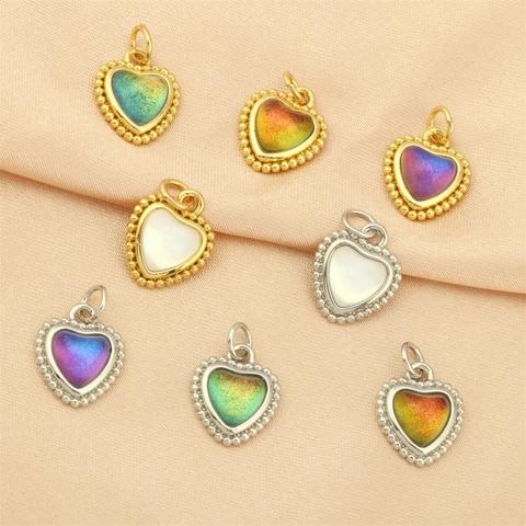 Heart Pendants Copper Gold Plated With Colorful Crystal And Zircon For DIY Jewelry Making Vintage Hollow Lace Style