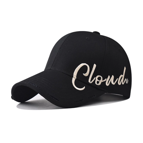 Cappellino Da Baseball In Cotone Ricamo Cloud Tesa Strappata Distressed Strutturato Regolabile Cappello Sole Uomo Donna