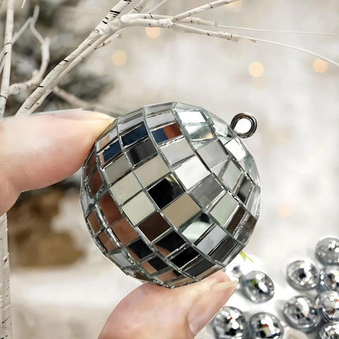 Disco Mirror Ball Hanging Ornaments Reflective Colorful Glass Glittering Sphere For Party Wedding Stage Decoration Home