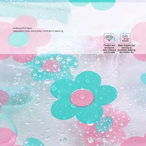 Floral Print Waterproof PVC Toiletry Bag Transparent Makeup Organizer Large Capacity Travel Wash Case With Handle