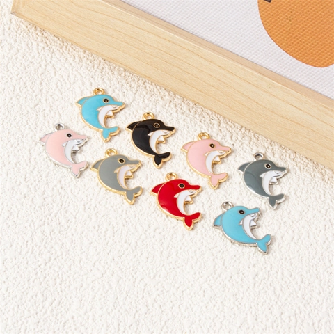 Breloques Dauphin Pendentifs Alliage Zinc Émail DIY Fabrication Bijoux Accessoires Pour Bracelets Colliers Animaux Marins