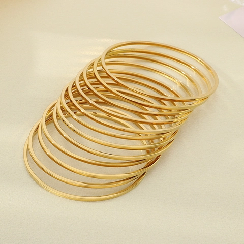18K Gold Plated Stainless Steel Bangles For Women Minimalist Square Line Stacking Bracelet Geometric Jewelry Gift