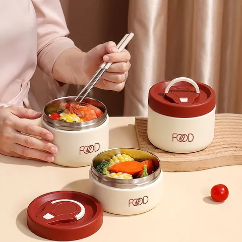 304 Stainless Steel Insulated Lunch Box Vacuum Sealed Leak-proof Food Jar Portable Bento Container For Office School