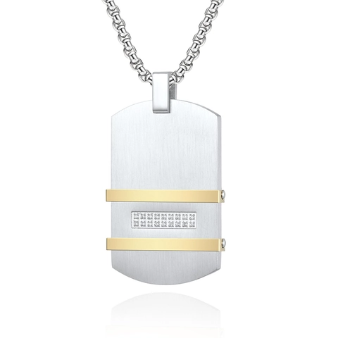 Heren Hanger Ketting Roestvrij Staal Zirkonia Rechthoek Identiteitsplaatje Geometrisch Modern Mode Stoer Sieraden Accessoire
