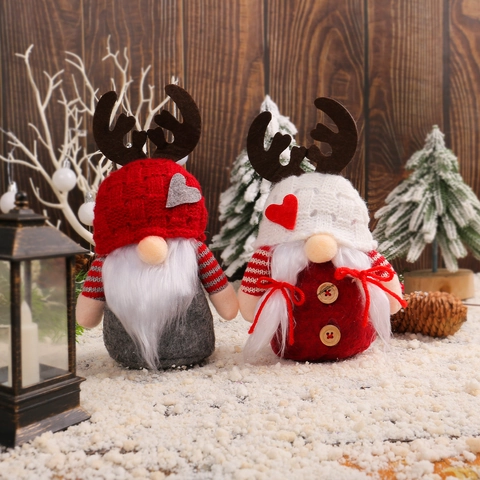Gnomi Di Natale Bambole Berretto Maglia Corna Di Renna Senza Volto Tomte Peluche Ornamenti Da Scrivania Feltro Tessuto