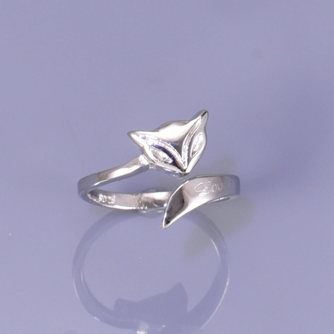 Silver Plated Copper Fox Open Ring For Women Adjustable Animal Finger Ring With Love Engraving Korean Fashion Jewelry Gift
