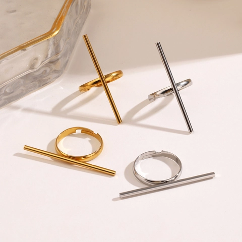 Bague Ligne Géométrique Minimaliste En Acier Inoxydable Anneau Ouvert Réglable Bijoux De Mode Pour Femmes Style Hip Hop