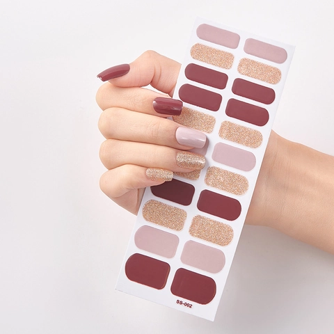 Autocollants à Ongles en Résine Écologique Couverture Totale Ciel Étoilé Géométrique Plaid Paillettes Ongles Prêts pour Femme Nail Art