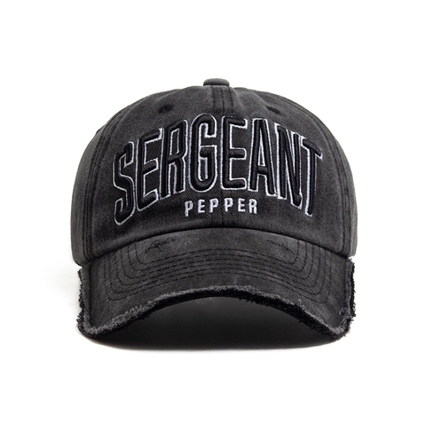 Berretto Da Baseball In Cotone Lavato Effetto Usurato Frange Ricamo Lettere Vintage Retrò Esterno Regolabile Protezione Solare