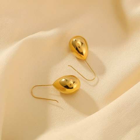 Pendientes De Gota De Agua Acero Inoxidable Chapado En Oro De 18K Minimalista Pulido Elegante Joyas Para Mujer