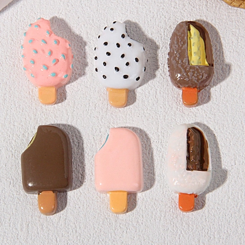 Miniature Ice Cream Popsicle Resin Flatback Accessories For DIY Phone Case Fridge Magnet Hair Decor Cute Food Simulation