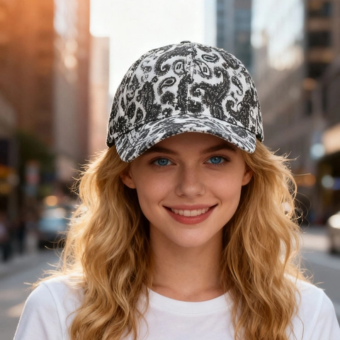 Cappellino Da Baseball Vintage Con Motivo Paisley Tessuto Jacquard Protezione Solare Regolabile Tesa Curva Cappello Sport Unisex