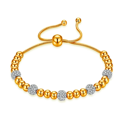 Pulsera De Cuentas De Cristal Con Diamantes De Imitación Moda Acero Inoxidable Ajustable Joyería De Tendencia Para Mujeres